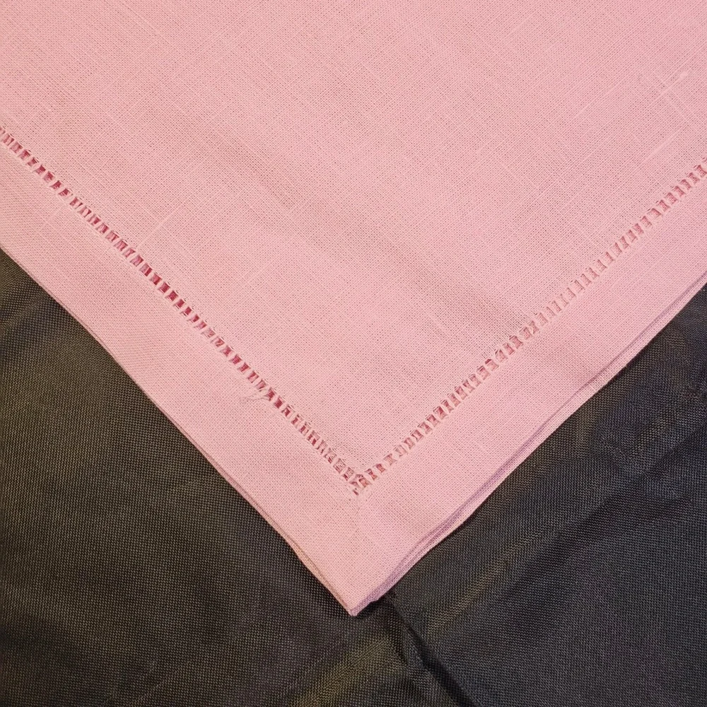 Sferra Pink Linen Hemstitch Napkins Set of 3 Square 20in Classic Table Linens